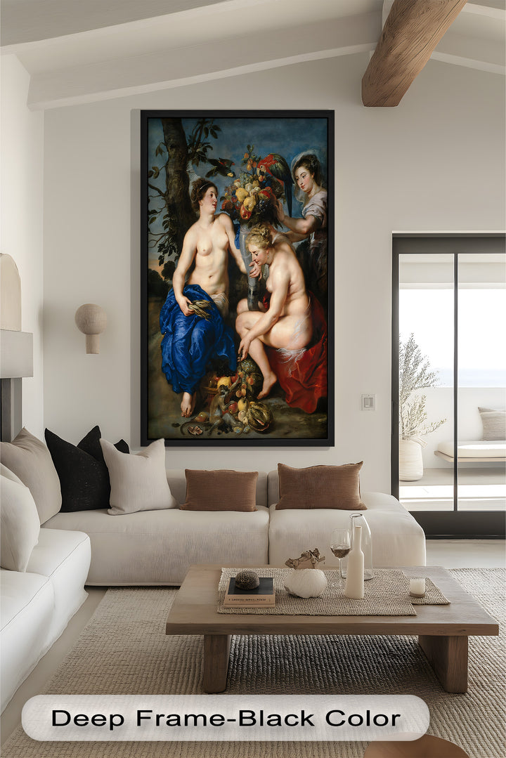 Bountiful Companions – Renaissance Oil Painting of Fruit and Femininity