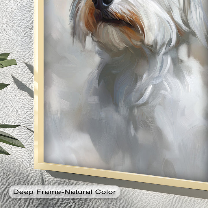 Snowy Gaze – White Maltese Portrait Animal Oil Painting