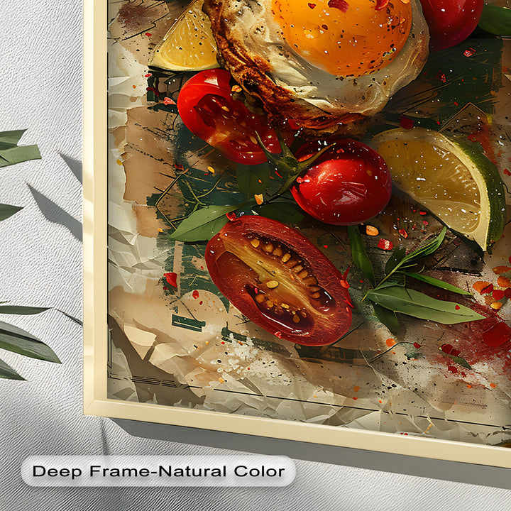 Spiegelei und Brathähnchen mit Kräutern - Food Painting