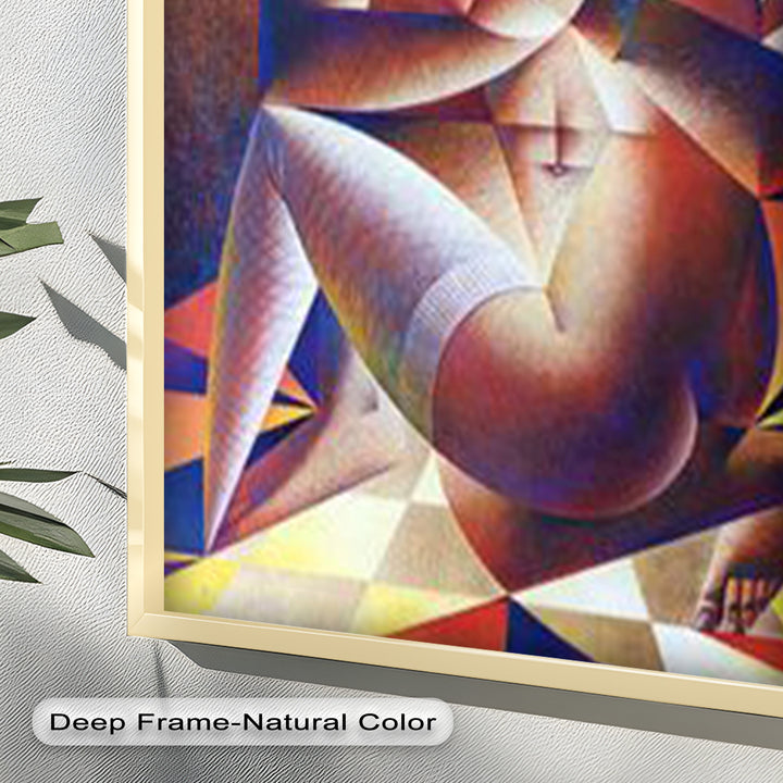 Entwined Forms – Abstract Lovers in Geometric Harmony Picasso Oil Painting