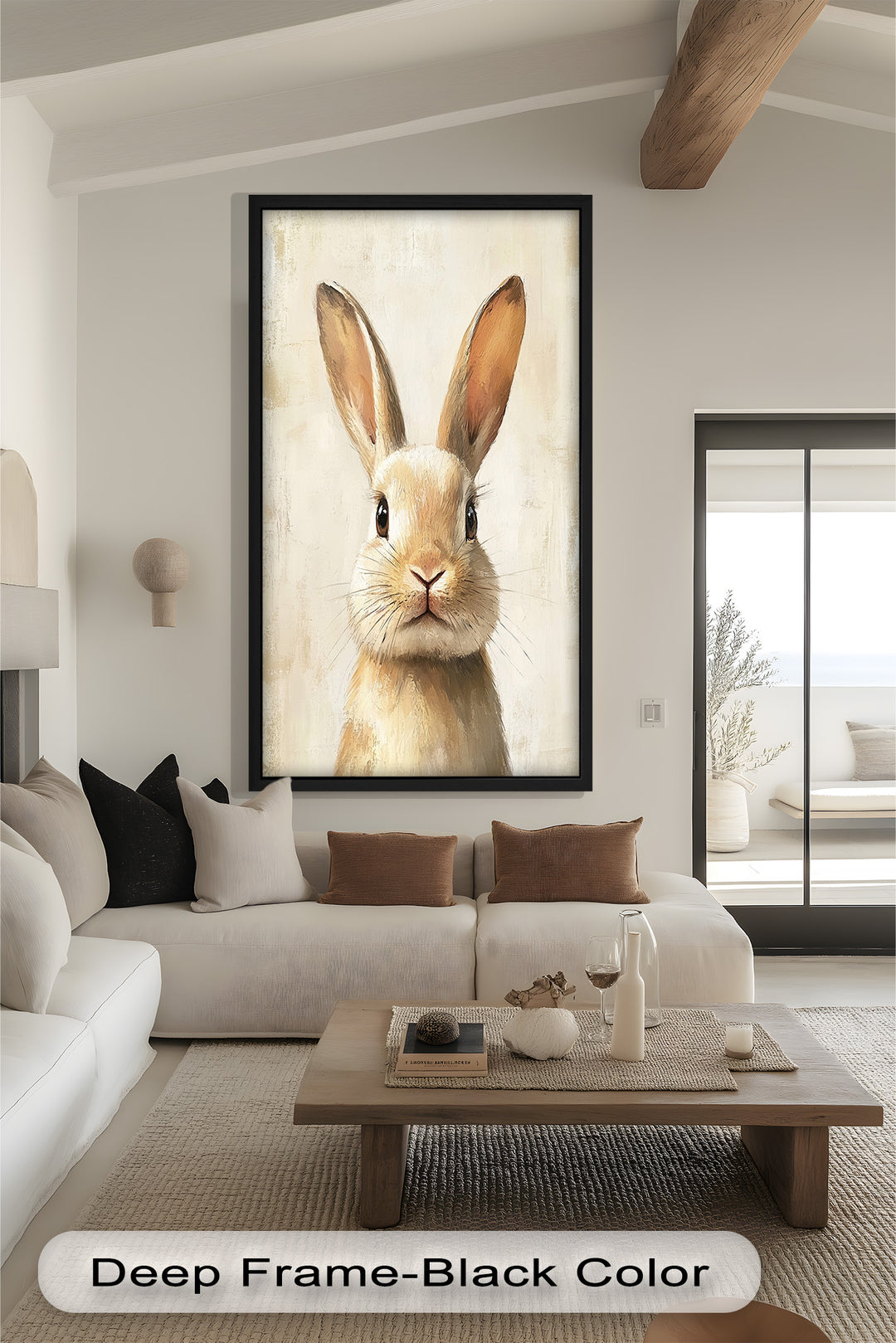 Soft-Gazed Bunny in Cream Hues - Animal Oil Painting
