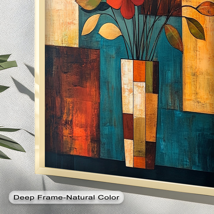 Geometric Bloom – Modern Floral Abstract Oil Painting