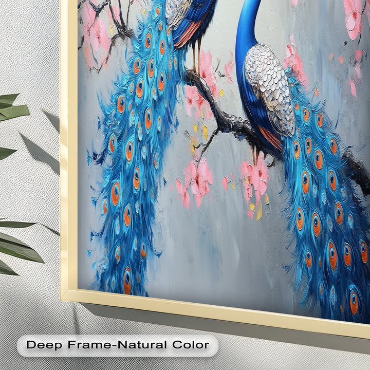 Peacocks Among Cherry Blossoms – Animal Oil Painting