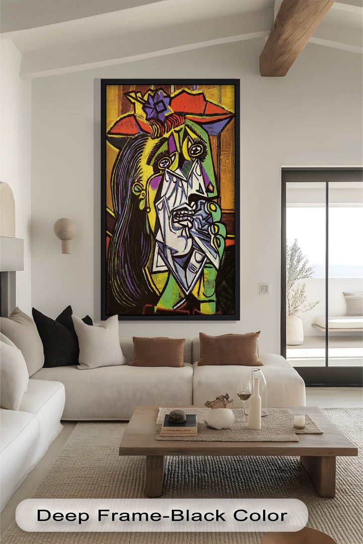 Woman Weeping in Red Hat – Emotional Cubist Expression Picasso Oil Painting