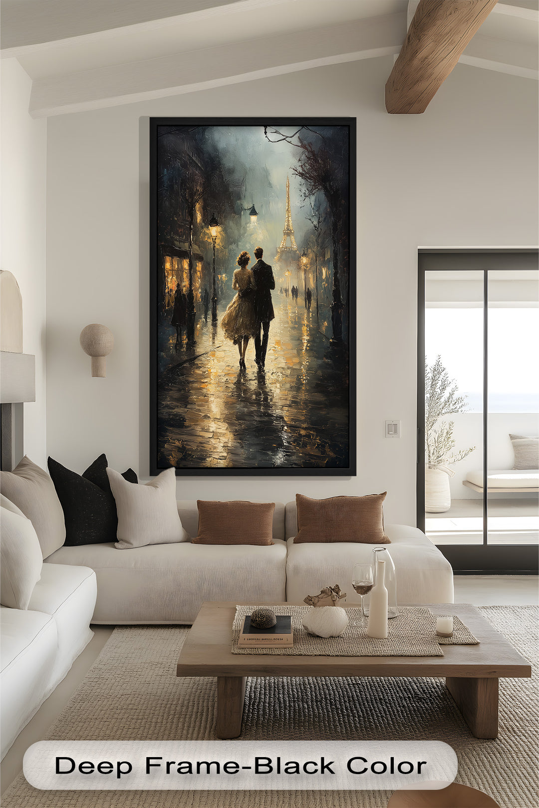 Paris Promenade – Lovers Strolling Toward the Eiffel Tower Love Oil Painting