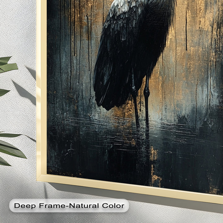 Golden Shadow Heron – Animal Oil Painting