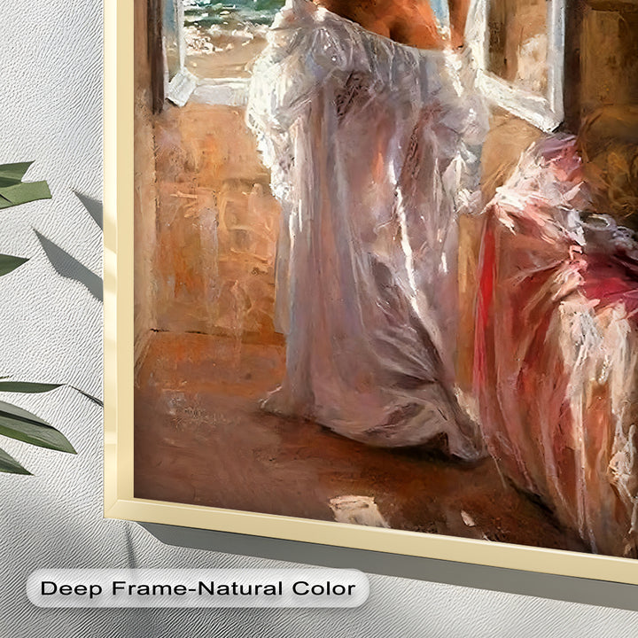 Whispers of the Sea – Romantic Woman by the Ocean Nude Oil Painting