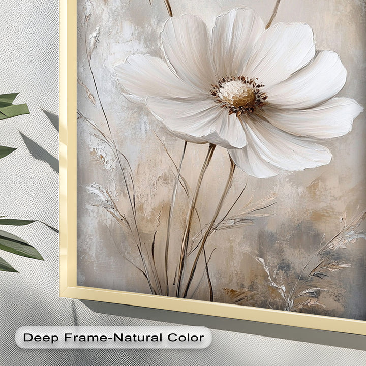 Soft Ivory Blooms – Neutral Flower Oil Painting