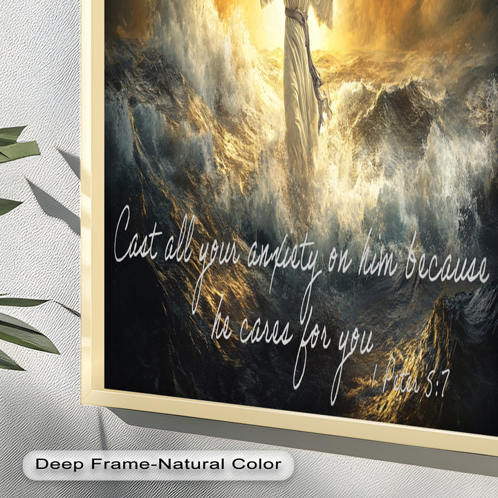 1 Peter 5:7 – Trust in God Bible Verse Oil Painting
