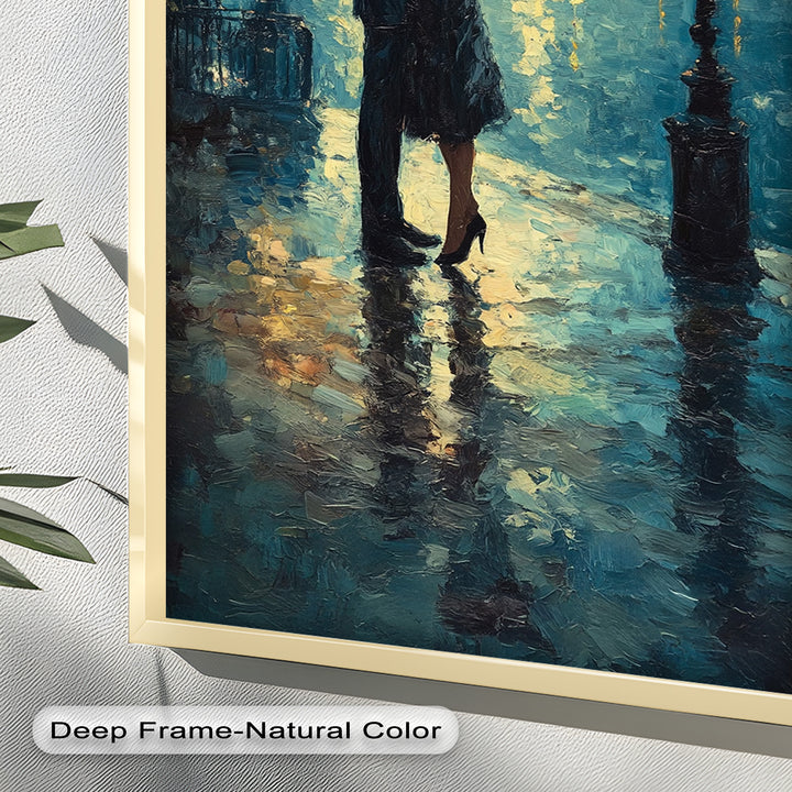 Romantic Couple Under Moonlight - Love Oil Painting
