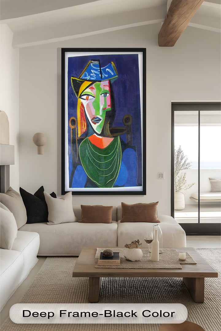 Jade and Indigo Muse – Abstract Woman Picasso Oil Painting