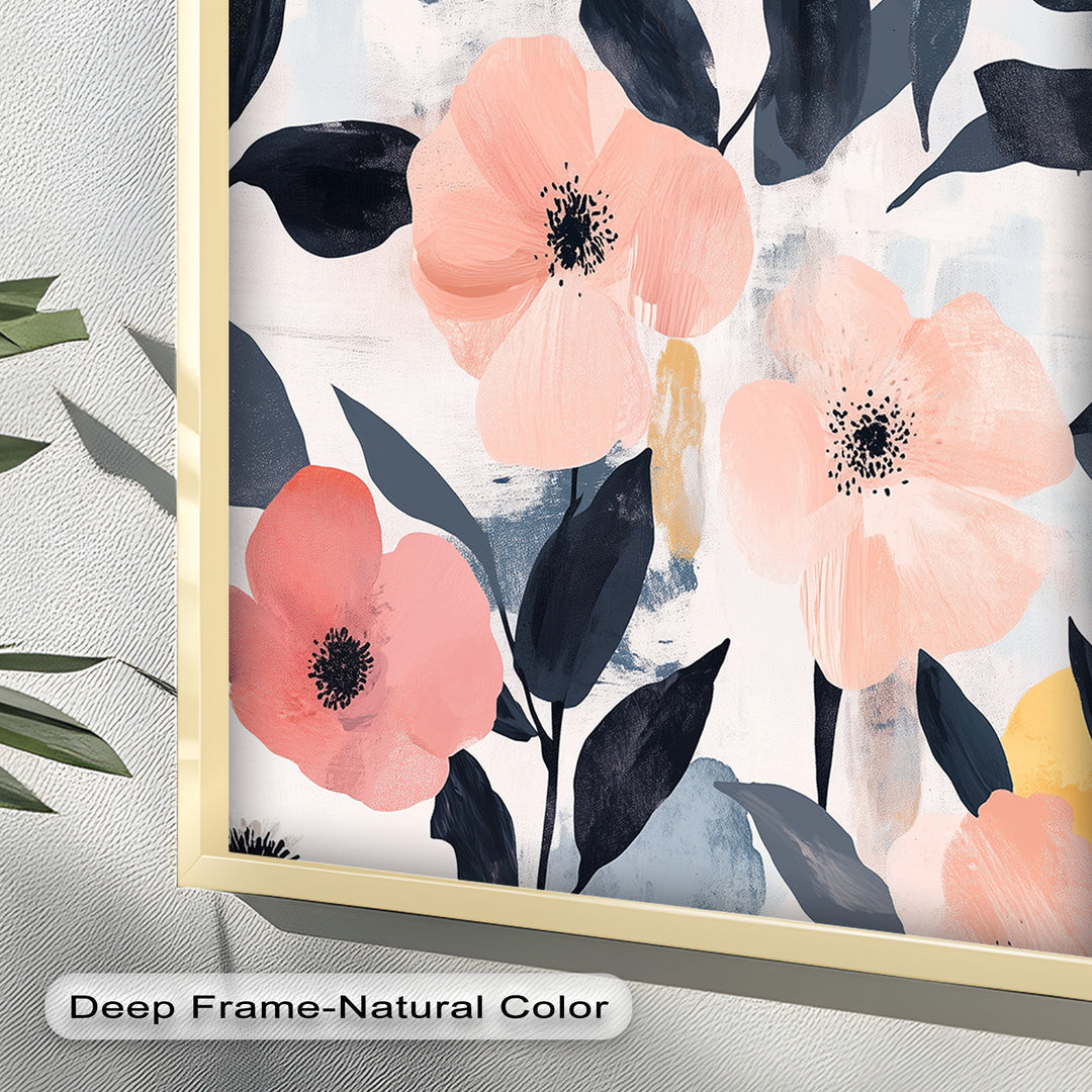 Soft Harmony – Peach and Mustard Floral Oil Painting