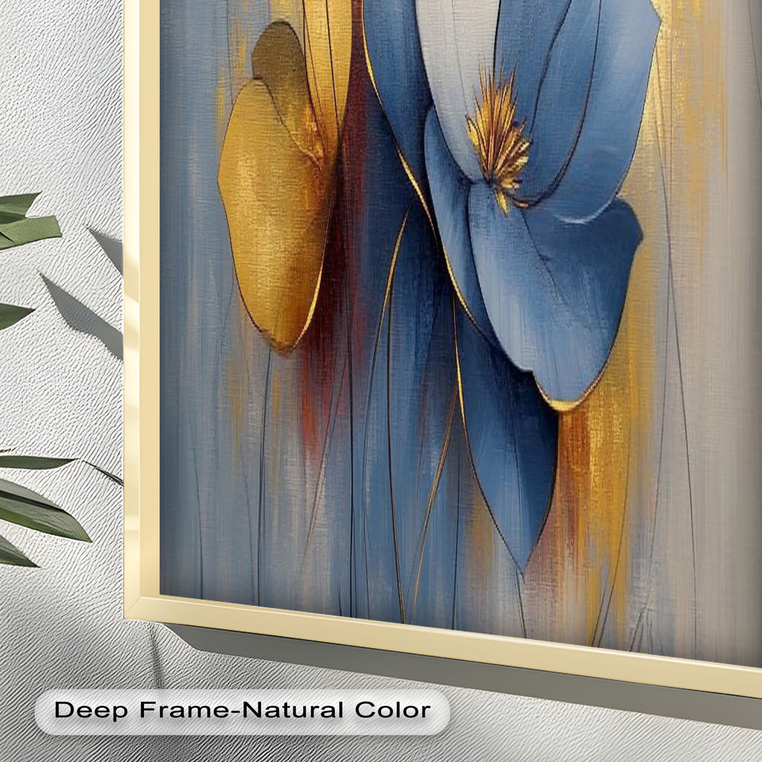 Blaue Magnolien-Wandkunst – Blumen-Ölgemälde