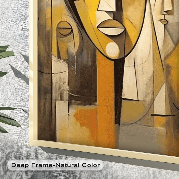 Amber Contours – Abstract Portrait Series in Picasso Oil Painting