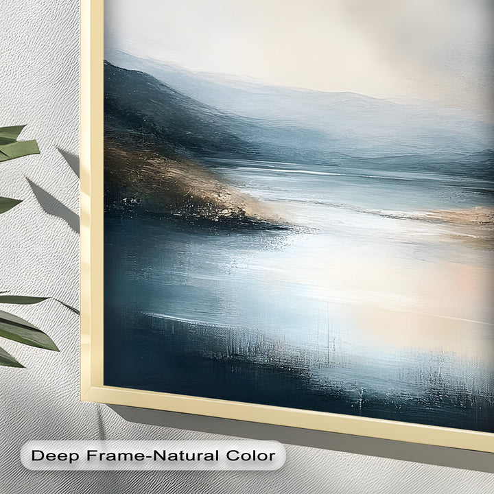 Misty Mountain Lake Landscape - Framed Oil Painting