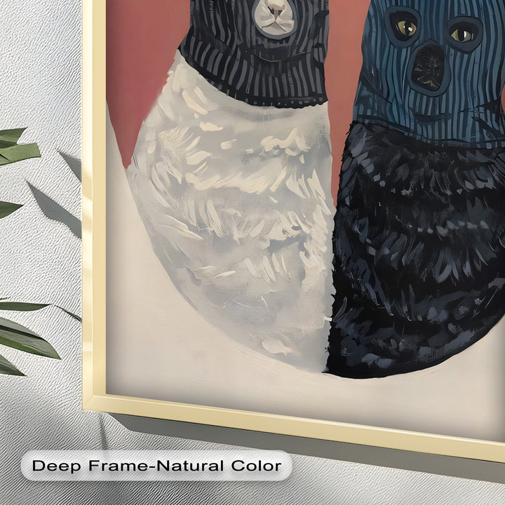 Masked Companions – Contemporary Cat Oil Painting