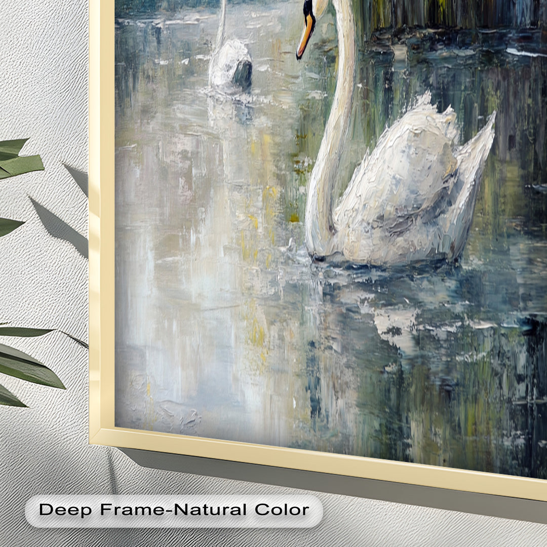 Swans on the Lake – Animal Oil Painting