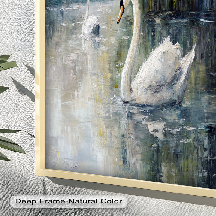 Swans on the Lake – Animal Oil Painting