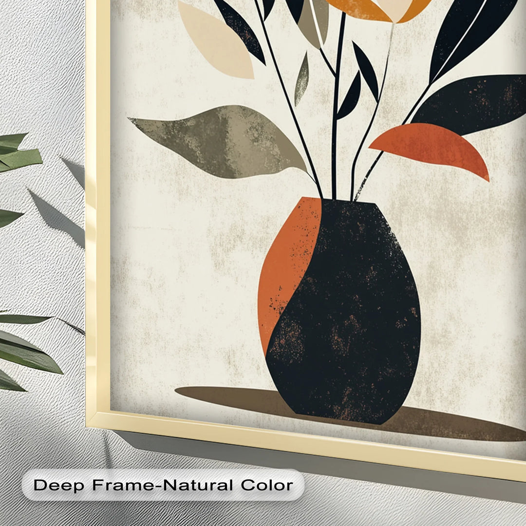 Earthy Boho Floral – Modern Abstract Vase Oil Painting - MyPhotoStation
