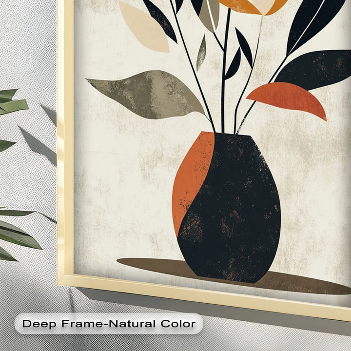 Earthy Boho Floral – Modern Abstract Vase Oil Painting - MyPhotoStation