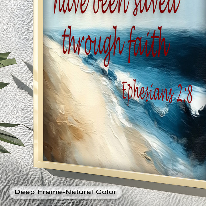 Ephesians 2:8 – Grace Through Faith Bible Verse Oil Painting