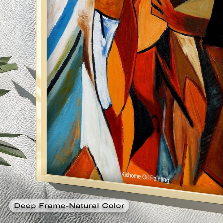 Abstract Embrace Wall Art – Cubist Oil Painting
