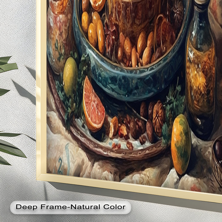 Golden Harvest Table – Ornamentales Festmahl Stillleben Essen Malerei