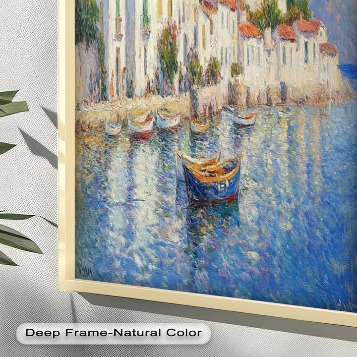 Sunlit Mediterranean Village – Coastal Impressionist Oil Painting