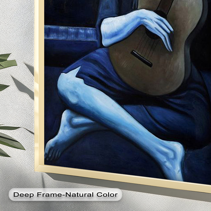 Melancholy Strings – Blue Period-Inspired Guitarist Oil Painting