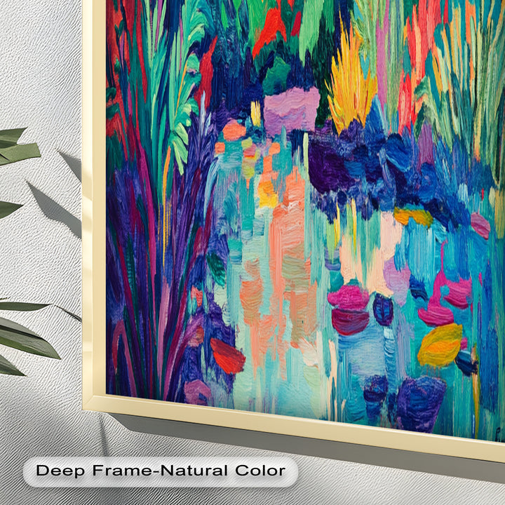 Sunset Reflections Oil Painting – Fauvist Lakeside Dreamscape