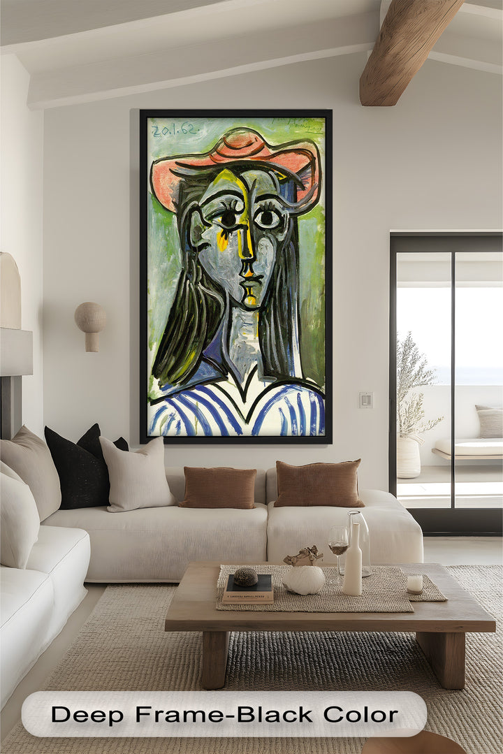 Woman in Rose Hat – Expressive Cubist Portrait Picasso Oil Painting