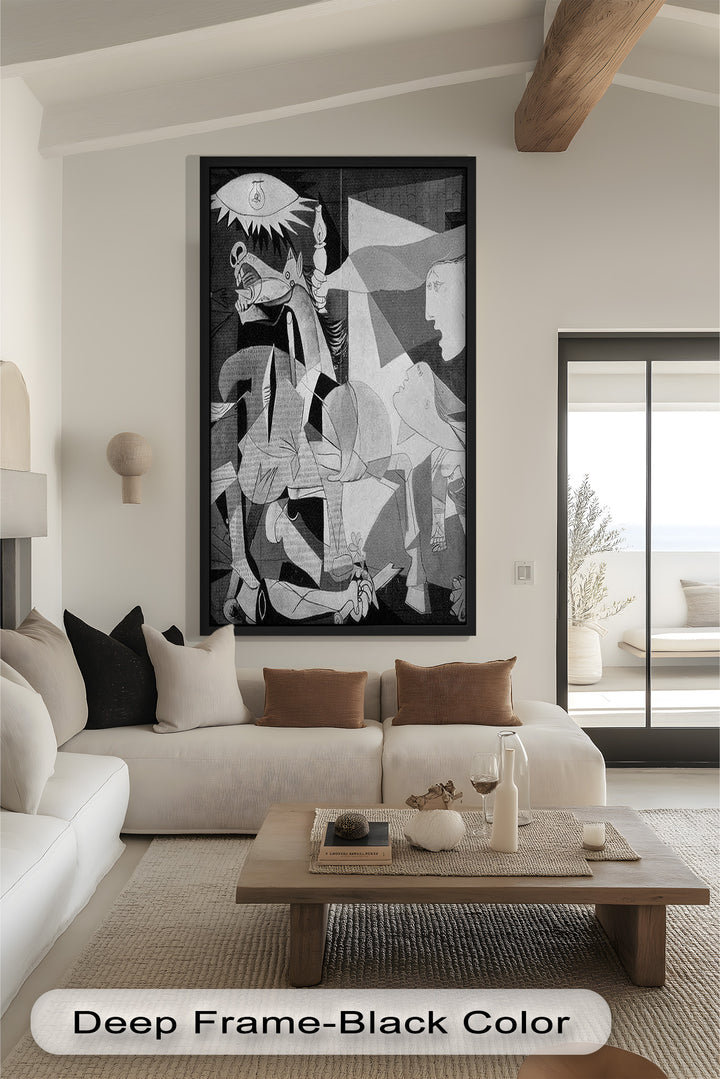 Echoes of War – Black & White Cubist Masterpiece Oil Painting