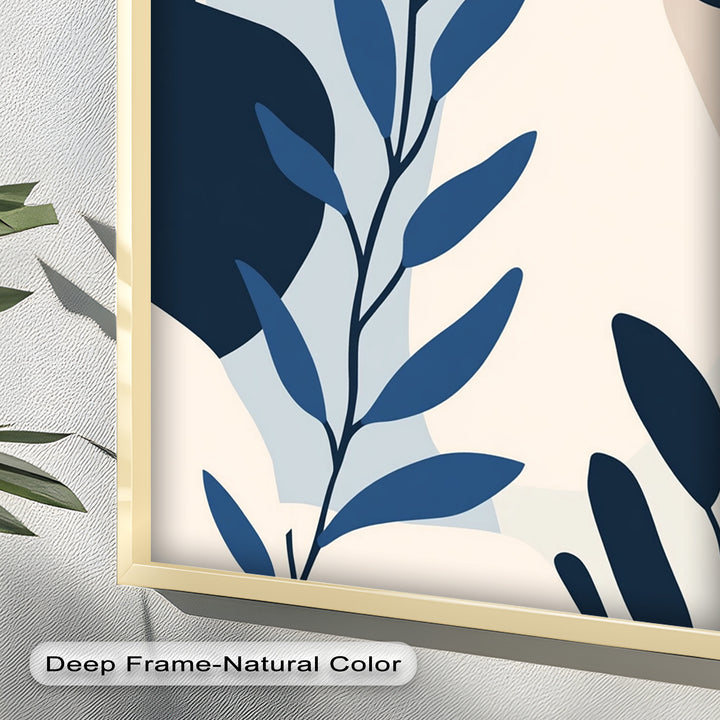 Indigo Serenity – Minimalist Botanical Oil Painting
