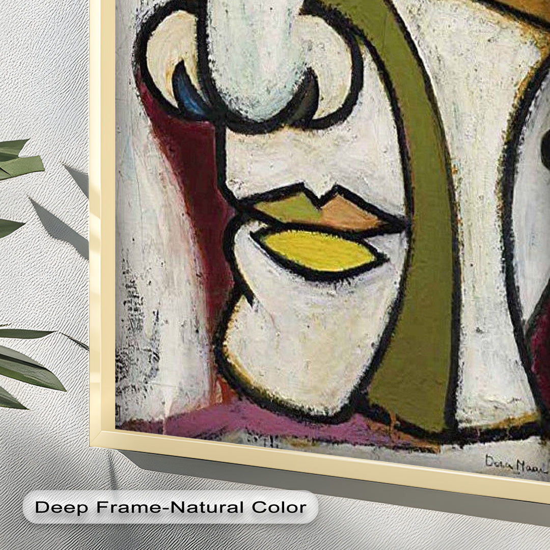 Bold Gaze – Geometric Abstract Portrait Picasso Oil Painting