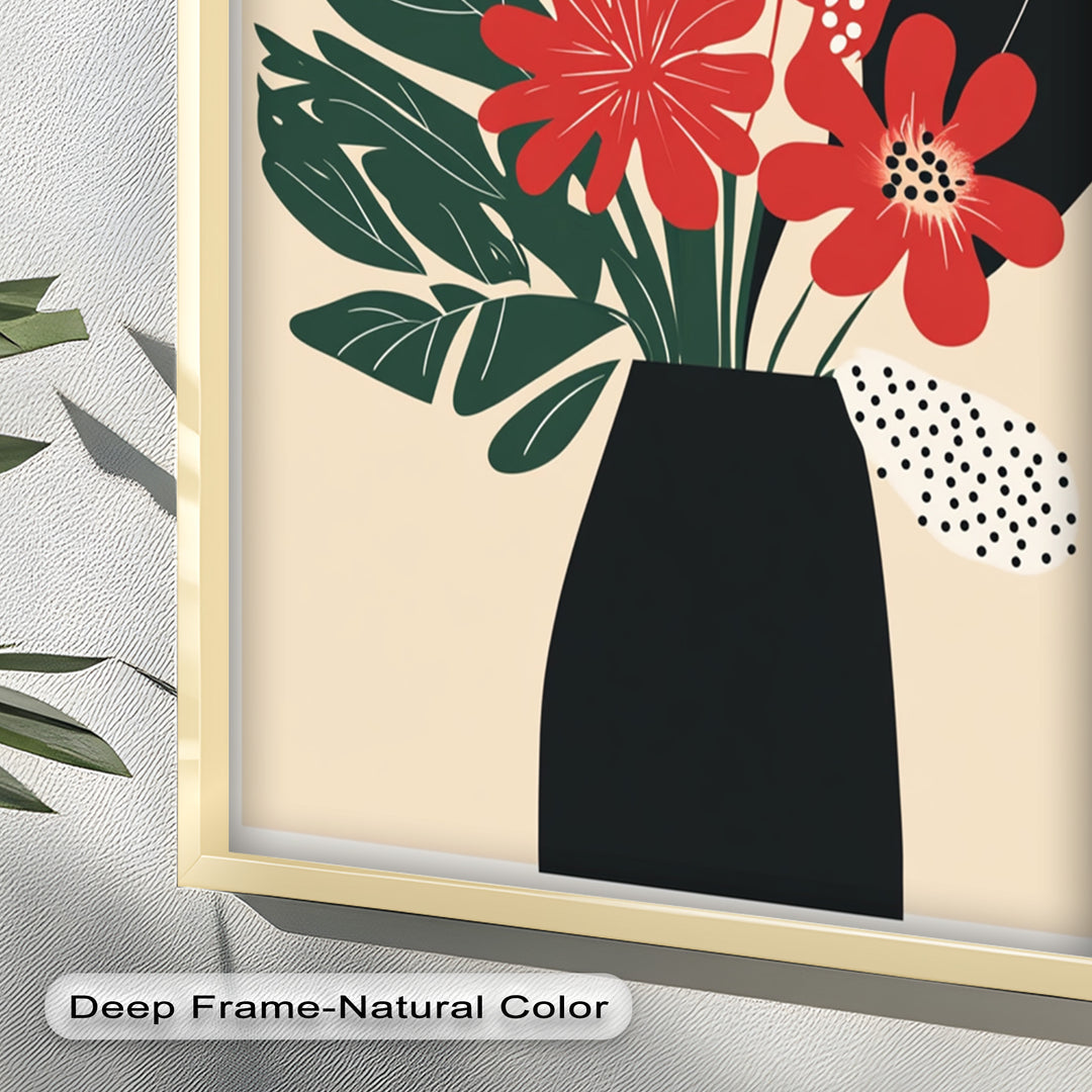Purpurrote Blüte in monochromer Vase – Modernes florales Ölgemälde