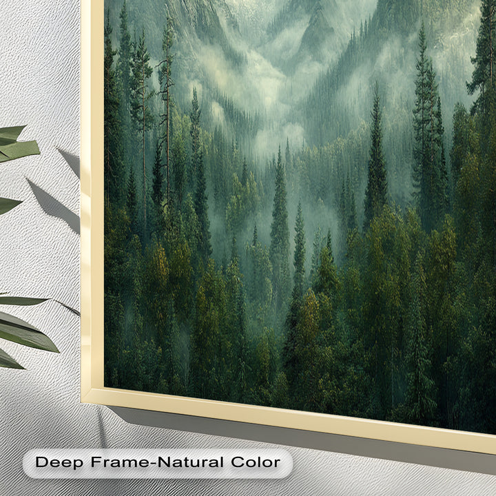 Misty Mountain Forest - Framed Oil Paintings