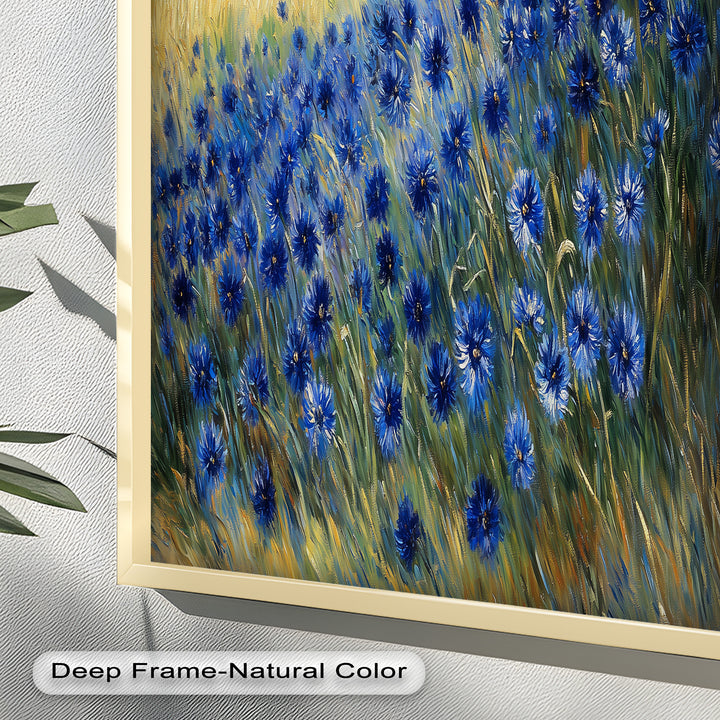 Golden Fields and Blue Cornflowers – Impressionist Meadow Scene Oil Painting