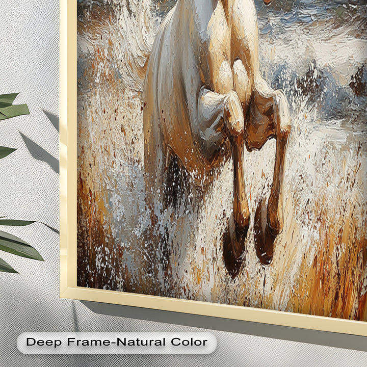 White Horse Art – Gerahmtes Ölgemälde mit Pferd