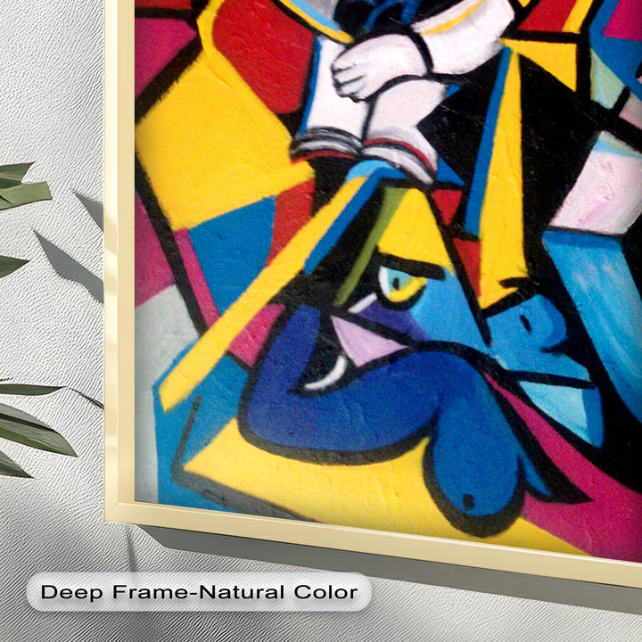 Cubist Woman with Cat Wall Art – Abstract Oil Painting