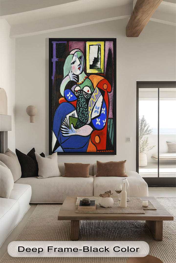 Abstract Woman Reading on Red Armchair - Picasso Oil Painting
