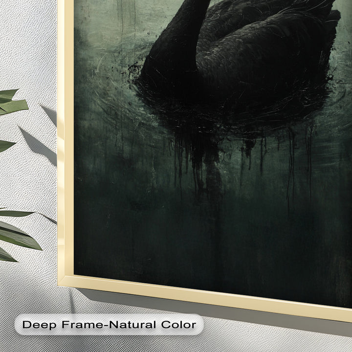 Solitary Grace – Moody Black Swan Oil Painting