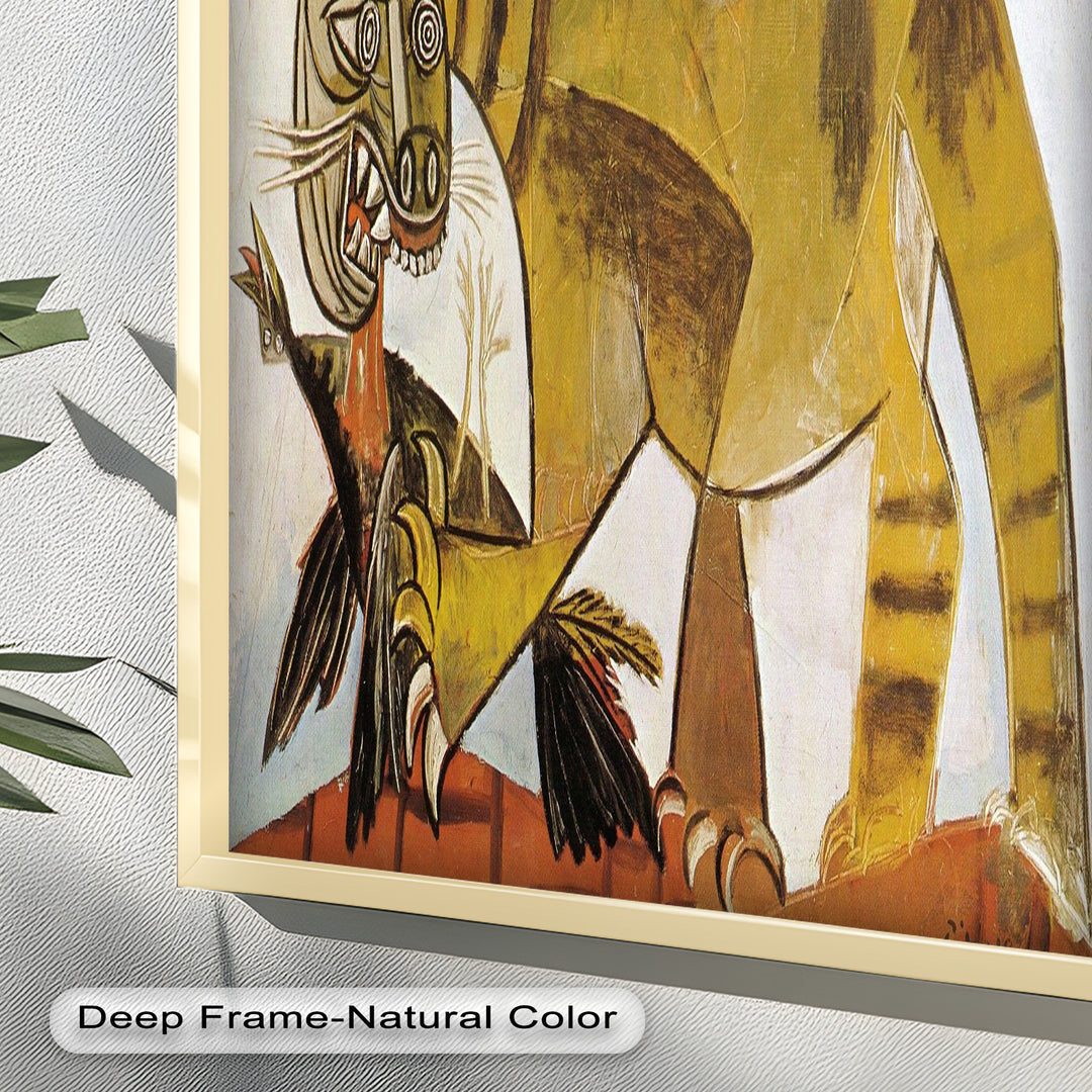 Wild Cat and Bird by Pablo Picasso – Cubist Oil Painting