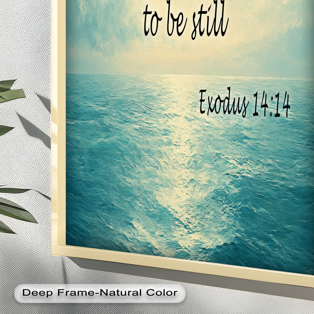 Exodus 14:14 – Be Still & Trust Bible Verse Oil Painting