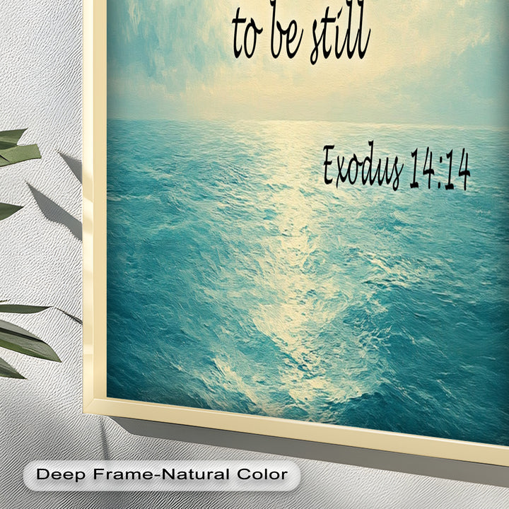 Exodus 14:14 – Be Still & Trust Bible Verse Oil Painting
