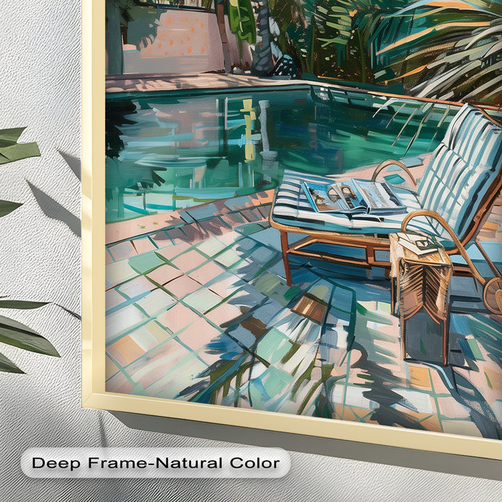 Poolside Palm Tree Escape – Tropical Oil Painting