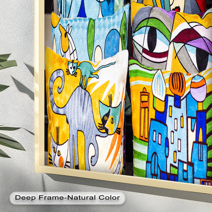 Colorful Cubist Cat & Face Pillows – Picasso Oil Painting