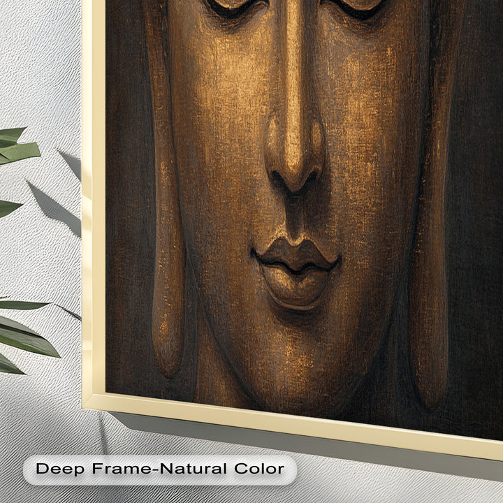 Golden Buddha Face Wall Art – Religious Oil Painting