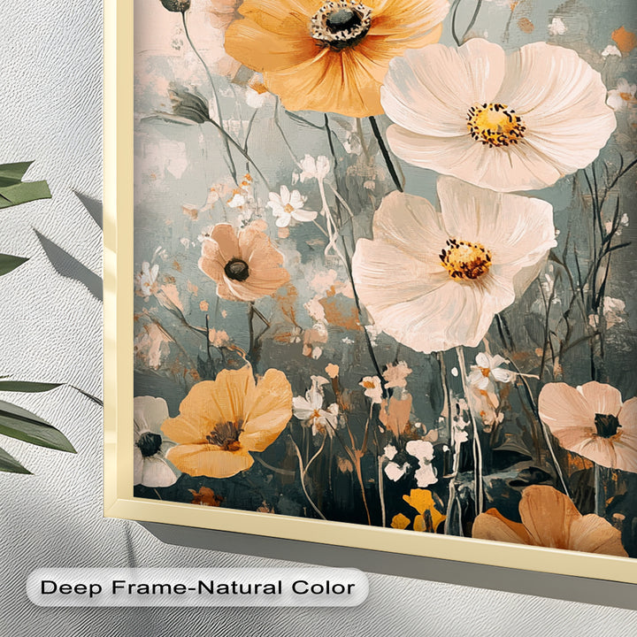 Golden Meadow Bloom - Boho Oil Painting