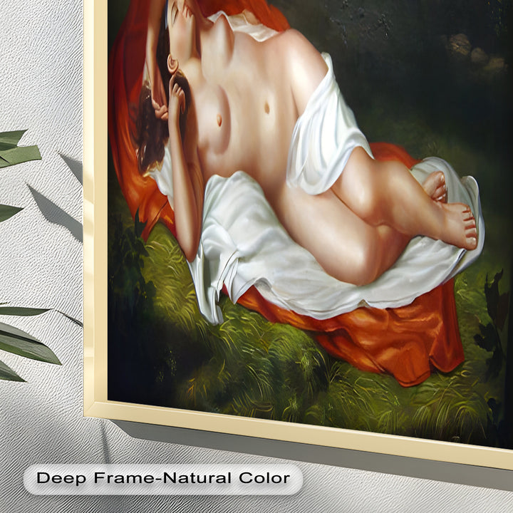 Goddess of the Grove – Renaissance Nude Reclining in Nature Oil Painting