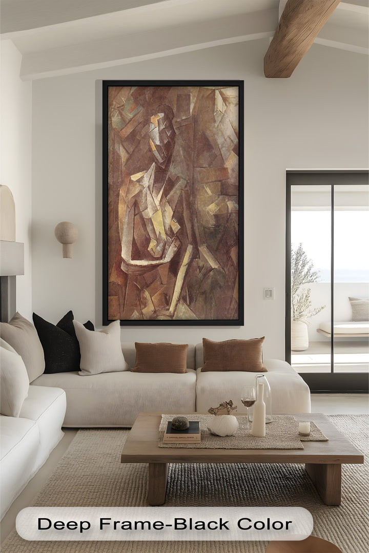 Geometric Nude Study Wall Art – Cubist Oil Painting